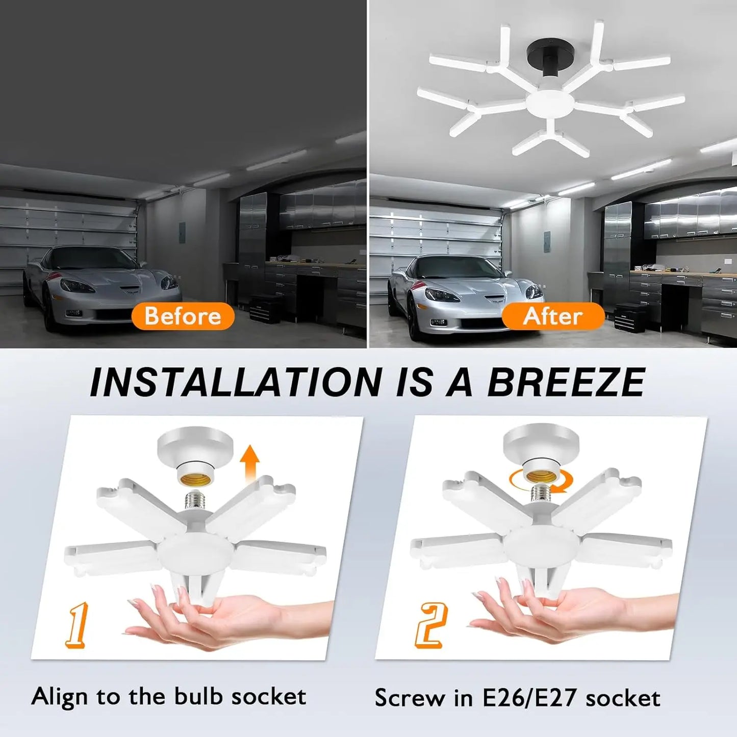 Smart LED Light Bulbs E27 100W RGB LED Ceiling Lamp With Bluetooth Speaker Deformable Screw E27 For Indoor Workshop Garage Light