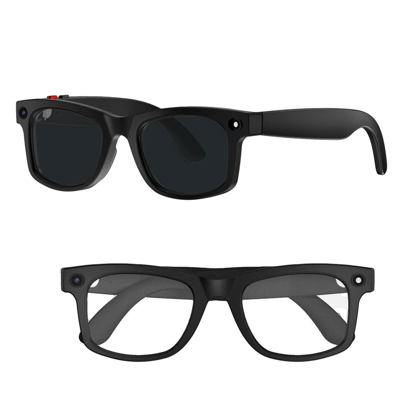 Smart glasses with 8-megapixel camera optical image stabilization 1200p video recording and AI real-time translation