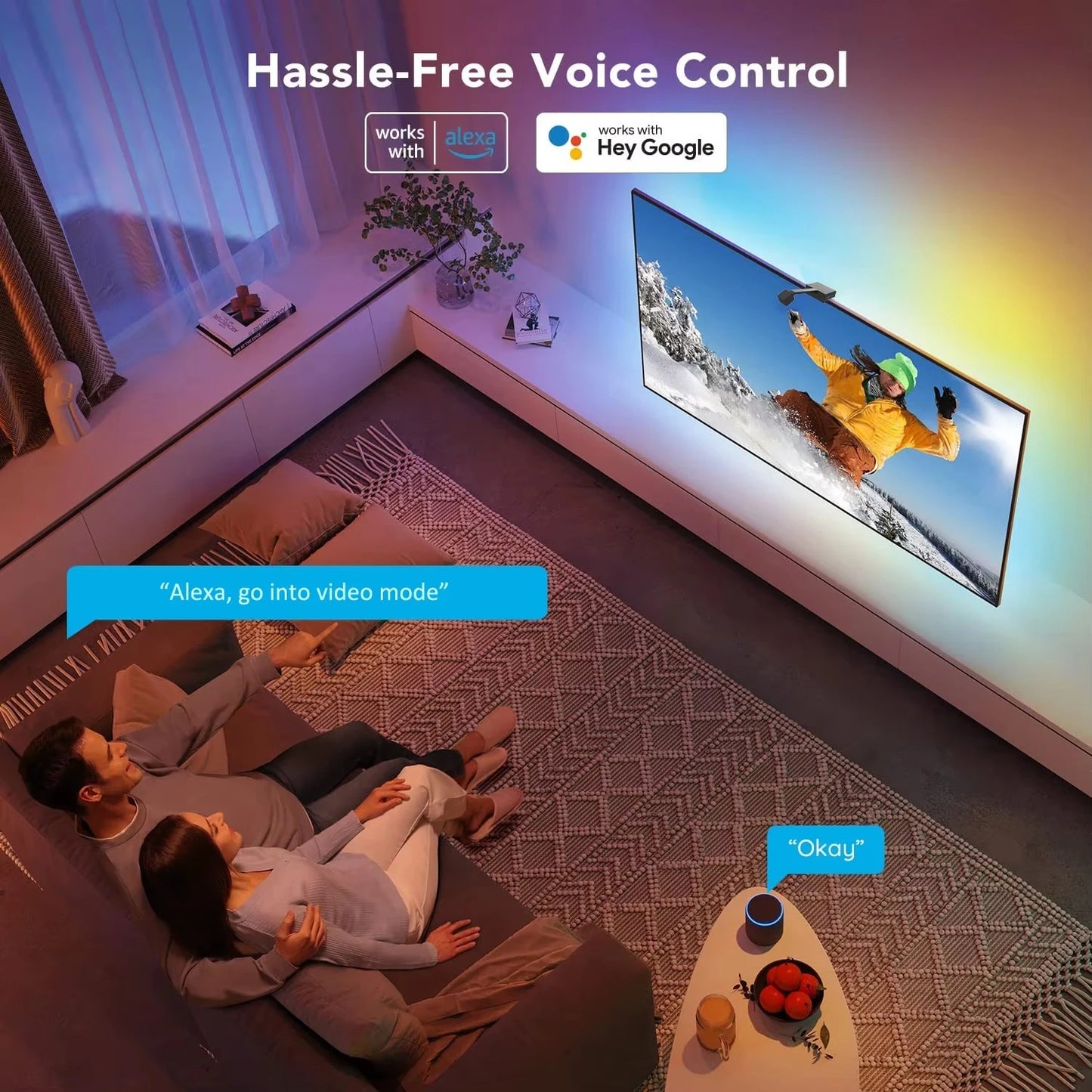 1080P Intelligent Camera Screen Sync Light Strip App Control Support ALEXA Enjoy Immersive Movie Watching Experience