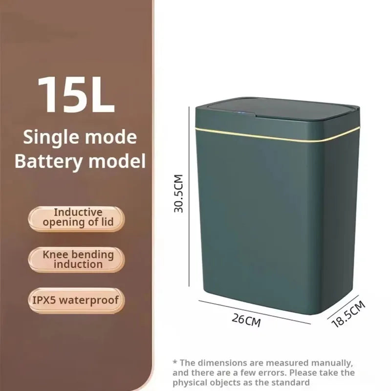 15L smart sensor trash can, automatic trash can electric trash can, waterproof smart trash can, kitchen, bedroom living room use
