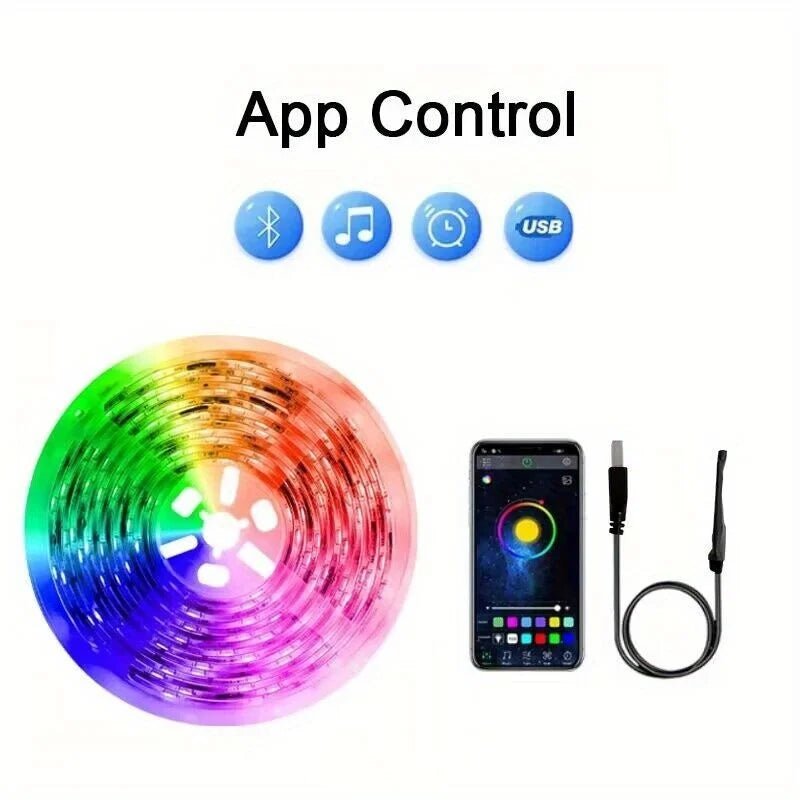 Smart LED Strip Lights with Adhesive Backing,RGB 16 Million Colors Strip Lamp with App/Remote,Adjustable Brightness,Music Sync