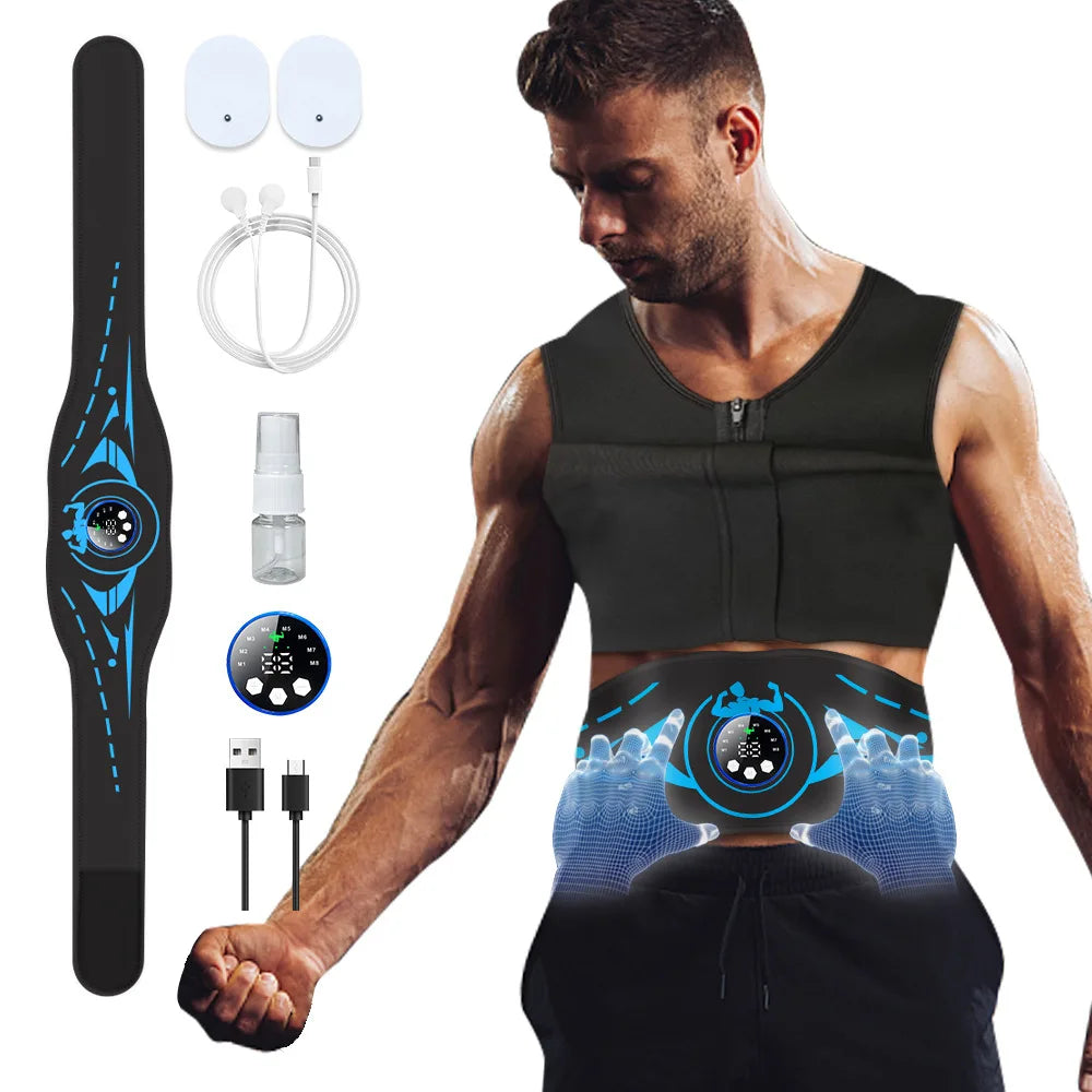 Smart EMS Abdominal Belt - Wireless Muscle Stimulator for Six-Pack Abs, Fitness Massager with Remote Control