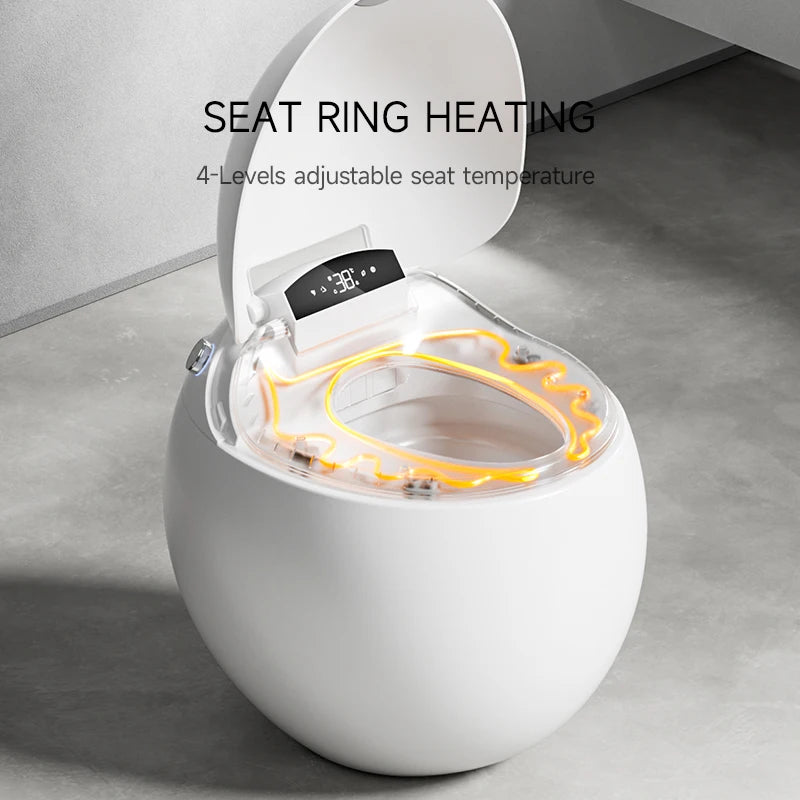 Smart Egg Toilet with Seat Heating Floor Mounted & Round Bowl Hot Sale for Elder Seniors and Disabled for Bathroom Bar
