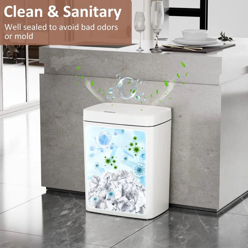 15L smart sensor trash can, automatic trash can electric trash can, waterproof smart trash can, kitchen, bedroom living room use