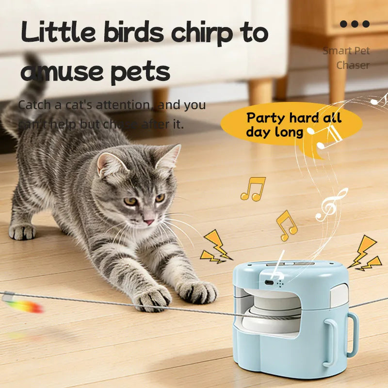 Smart Cat Teaser Toy Automatic Rechargeable Rope Wand With Remote Control Interactive Self-play Hunting Toy For Cats To Exercise