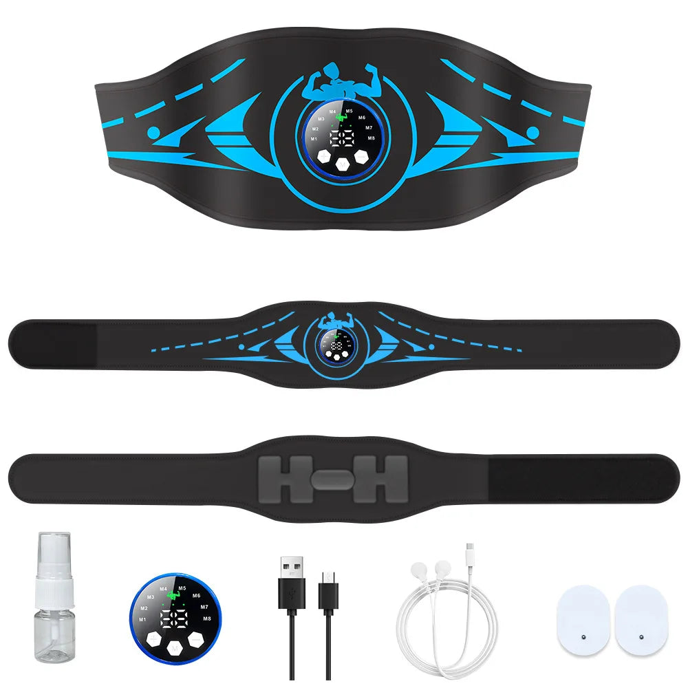 Smart EMS Abdominal Belt - Wireless Muscle Stimulator for Six-Pack Abs, Fitness Massager with Remote Control