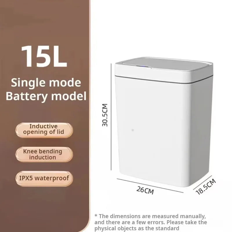 15L smart sensor trash can, automatic trash can electric trash can, waterproof smart trash can, kitchen, bedroom living room use