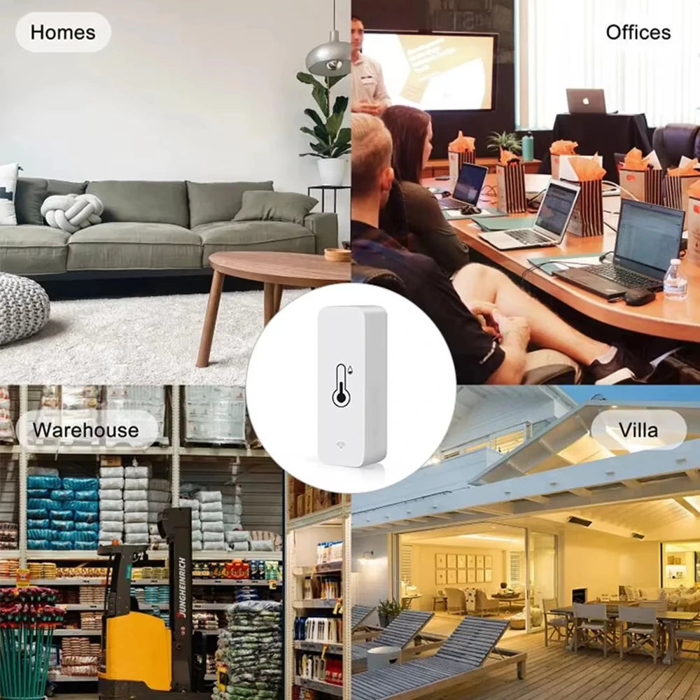 ZigBee 3.0 Smart Temperature And Humidity Sensor Tuya WiFi Indoor Hygrometer APP Monitor Real-time Updates APP Amart Home Alexa