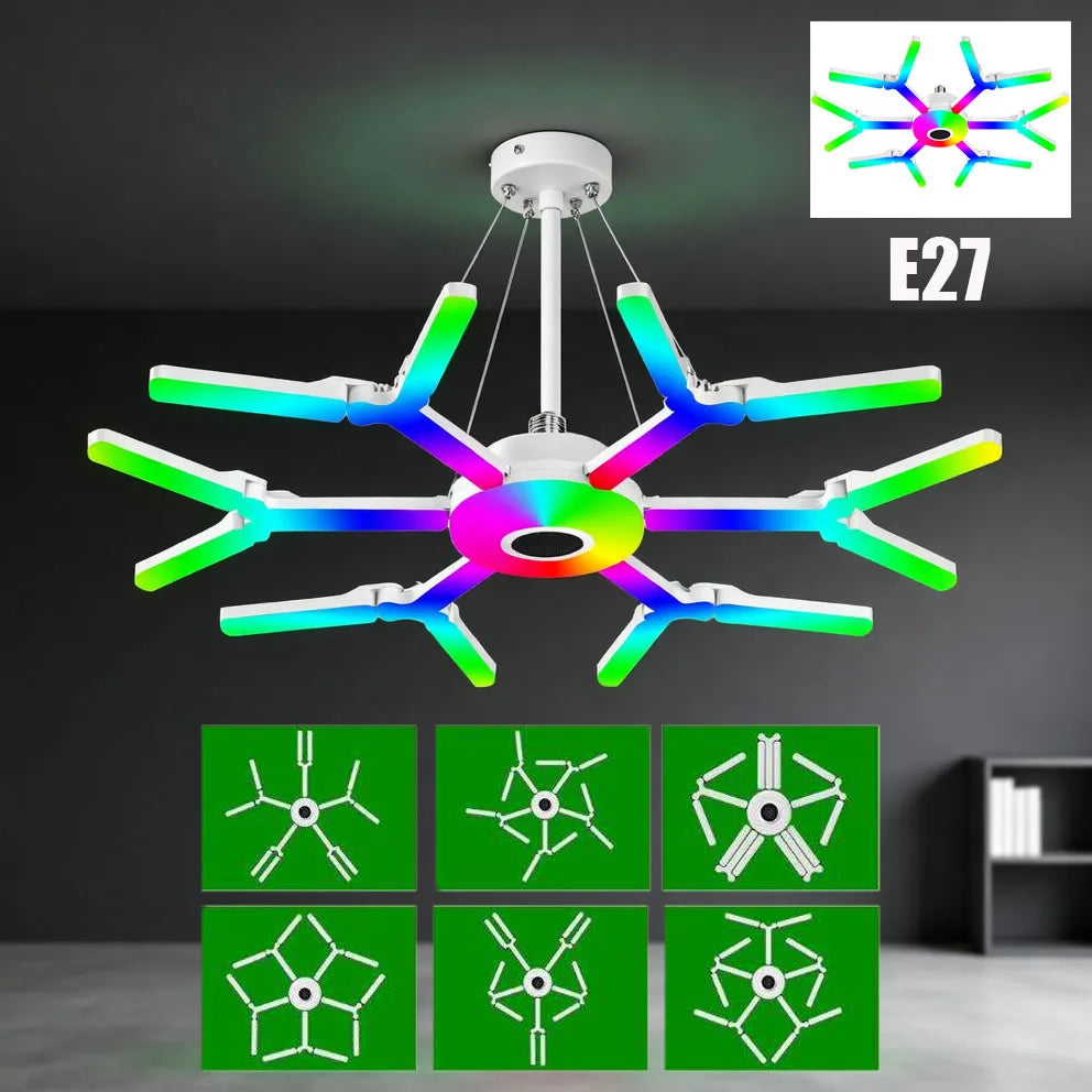 Smart LED Light Bulbs E27 100W RGB LED Ceiling Lamp With Bluetooth Speaker Deformable Screw E27 For Indoor Workshop Garage Light