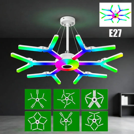 Smart LED Light Bulbs E27 100W RGB LED Ceiling Lamp With Bluetooth Speaker Deformable Screw E27 For Indoor Workshop Garage Light