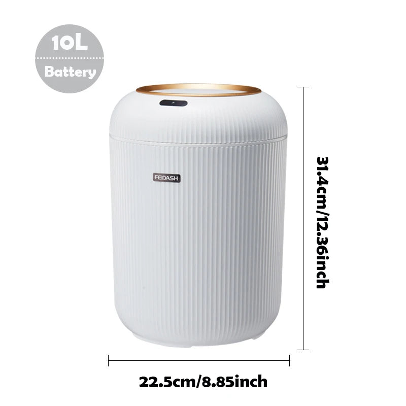 Smart Sensor Trash Can with Wooden Tripod Base, Automatic Induction Dustbin , Waterproof Non-Contact Garbage Can with