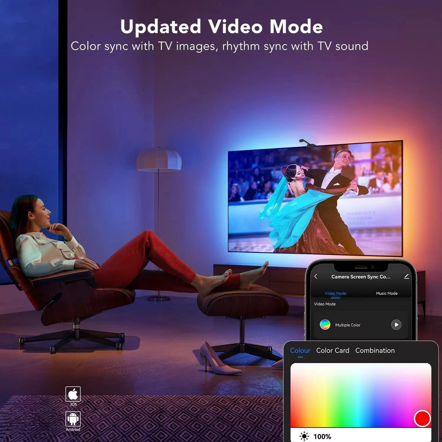 1080P Intelligent Camera Screen Sync Light Strip App Control Support ALEXA Enjoy Immersive Movie Watching Experience