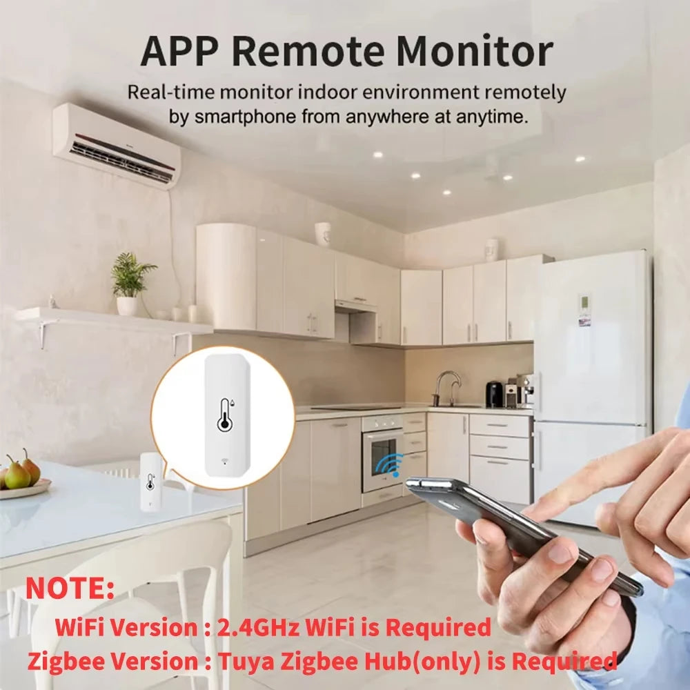 ZigBee 3.0 Smart Temperature And Humidity Sensor Tuya WiFi Indoor Hygrometer APP Monitor Real-time Updates APP Amart Home Alexa