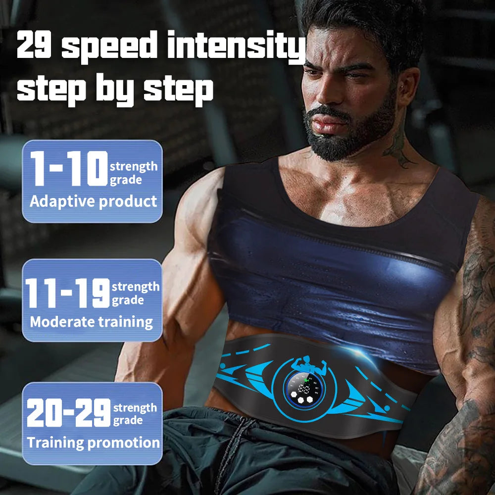 Smart EMS Abdominal Belt - Wireless Muscle Stimulator for Six-Pack Abs, Fitness Massager with Remote Control