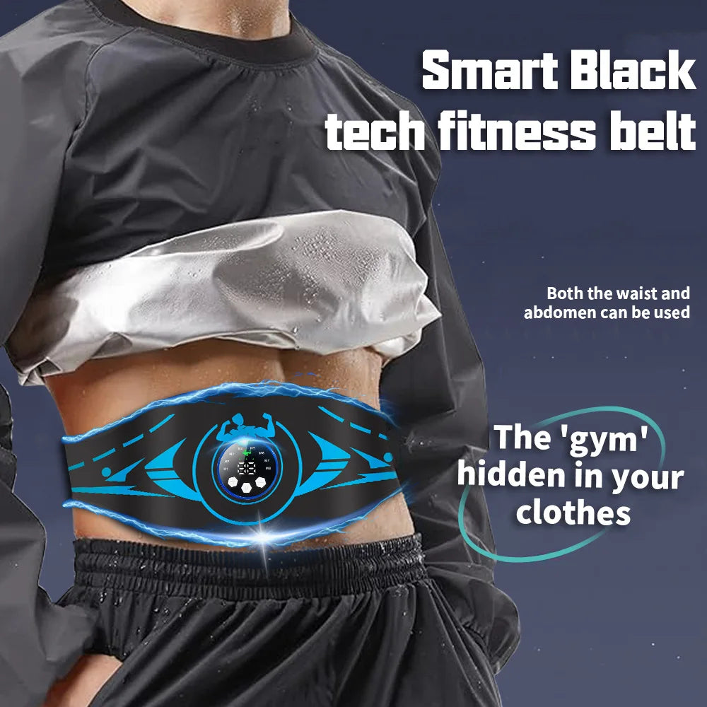 Smart EMS Abdominal Belt - Wireless Muscle Stimulator for Six-Pack Abs, Fitness Massager with Remote Control