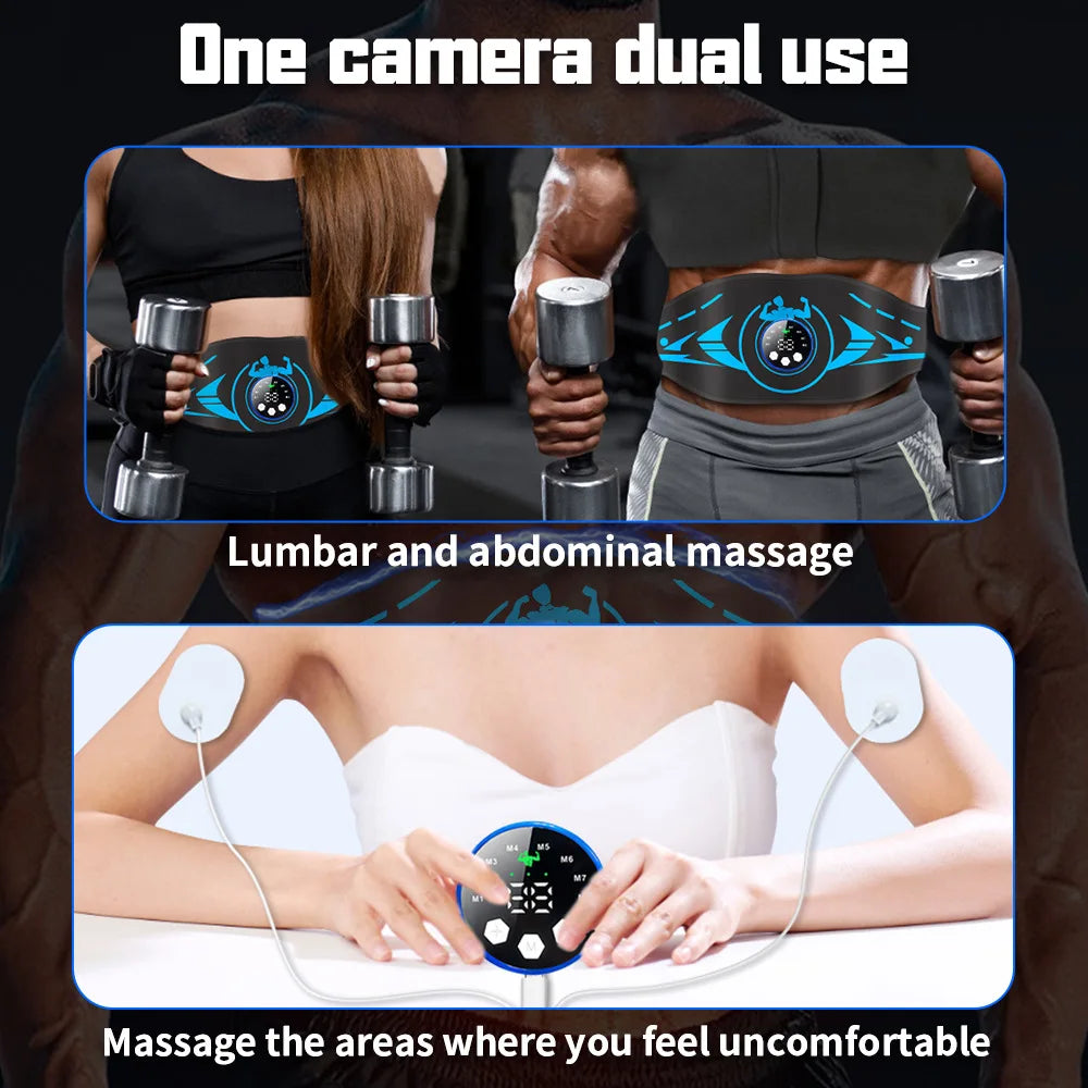 Smart EMS Abdominal Belt - Wireless Muscle Stimulator for Six-Pack Abs, Fitness Massager with Remote Control