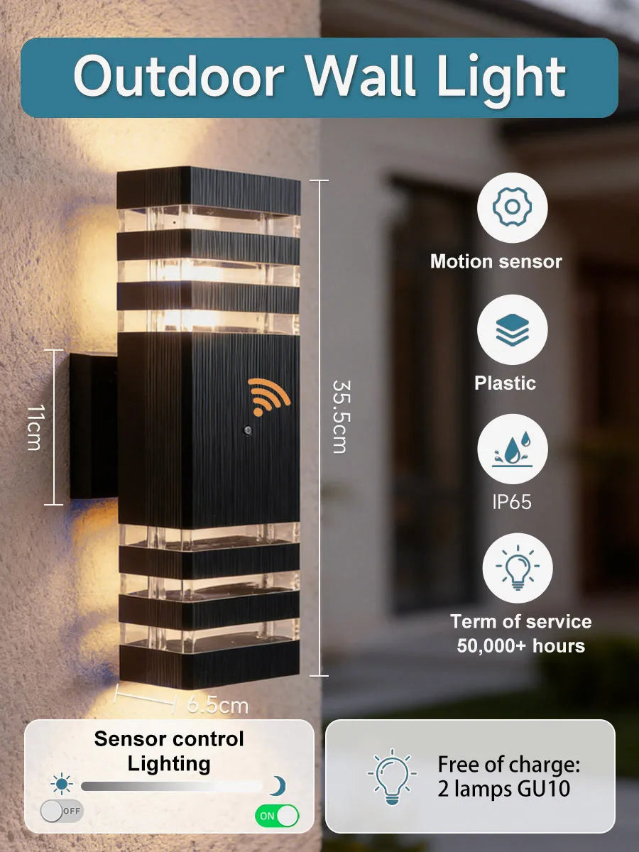 Smart Wall Lights Motion Sensing Outdoor Led Wall Lamps Waterproof 110v 220v For Porch Lamps Backyard Garden Garage Decor