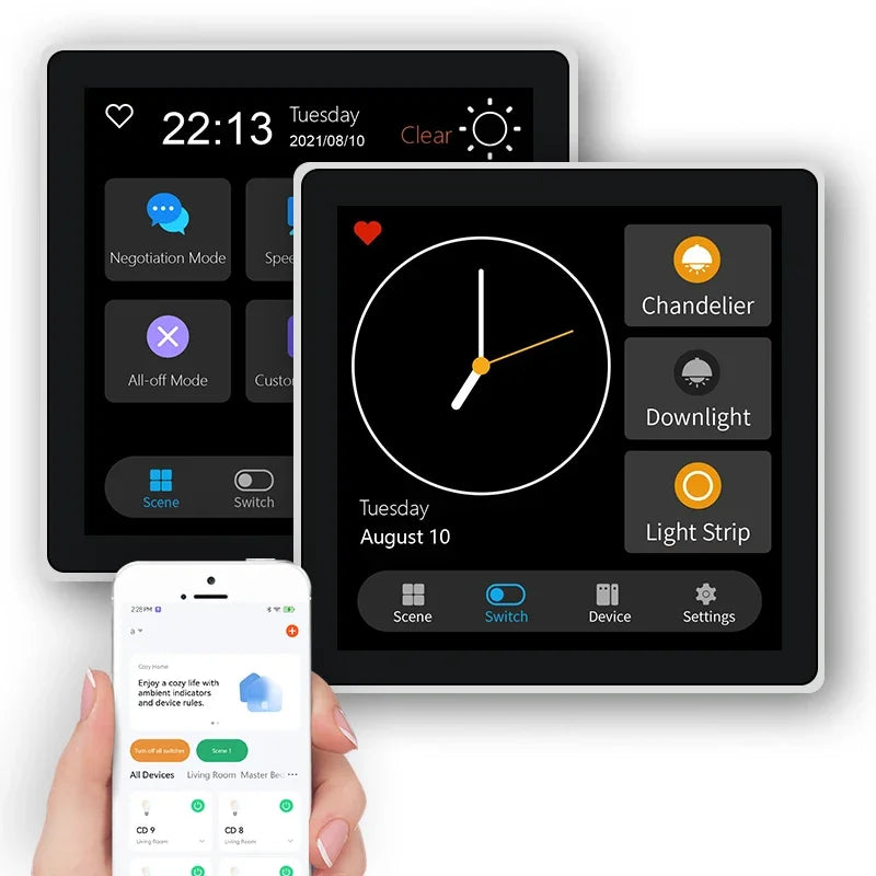 4 Inch Touch Screen Multi-functional Smart Wall Switch T3E Switch Scene Panel Intelligent Home Touch Screen Zigbee