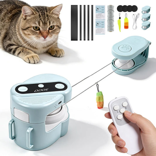 Smart Cat Teaser Toy Automatic Rechargeable Rope Wand With Remote Control Interactive Self-play Hunting Toy For Cats To Exercise