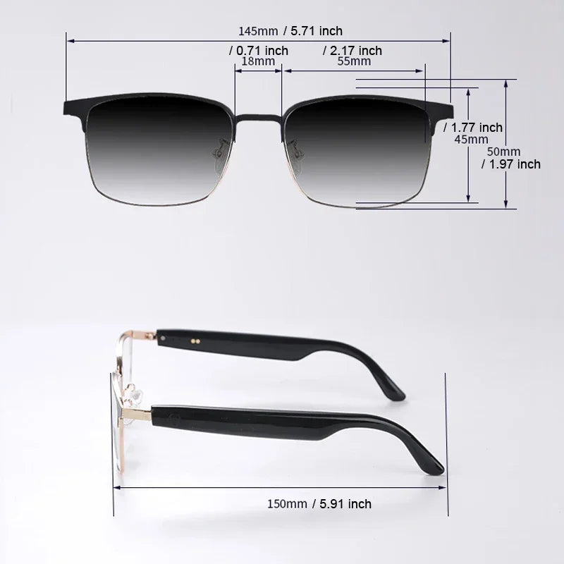 Sleek AI Smart Glasses Premium Metal Frame Gradient Color-changing Lenses Versatile Multi-function Wireless Bluetooth Headset