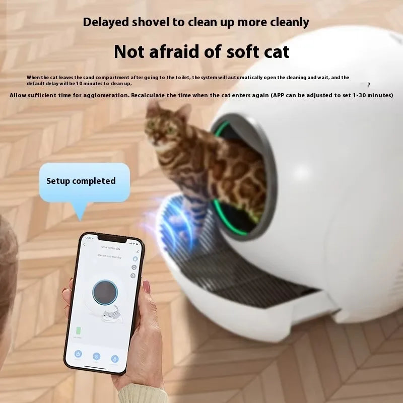 Smart Cat Litter Box With APP Remote Control & Self-Cleaning Feature