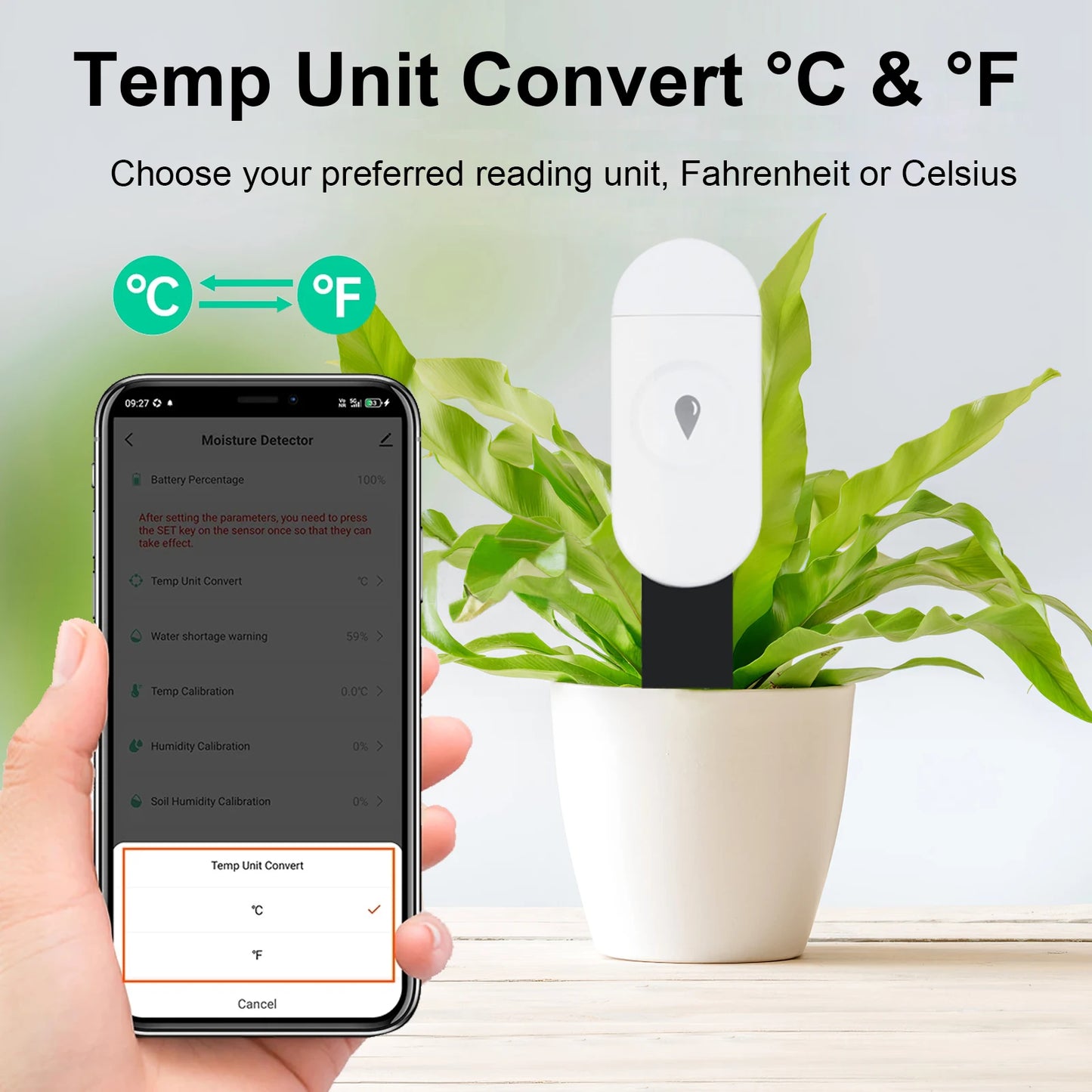 Tuya Zigbee Temperature Humidity Moisture Detector Smart Soil Tester Moisture Sensor Phone App RealTime Monitor for Home Garden