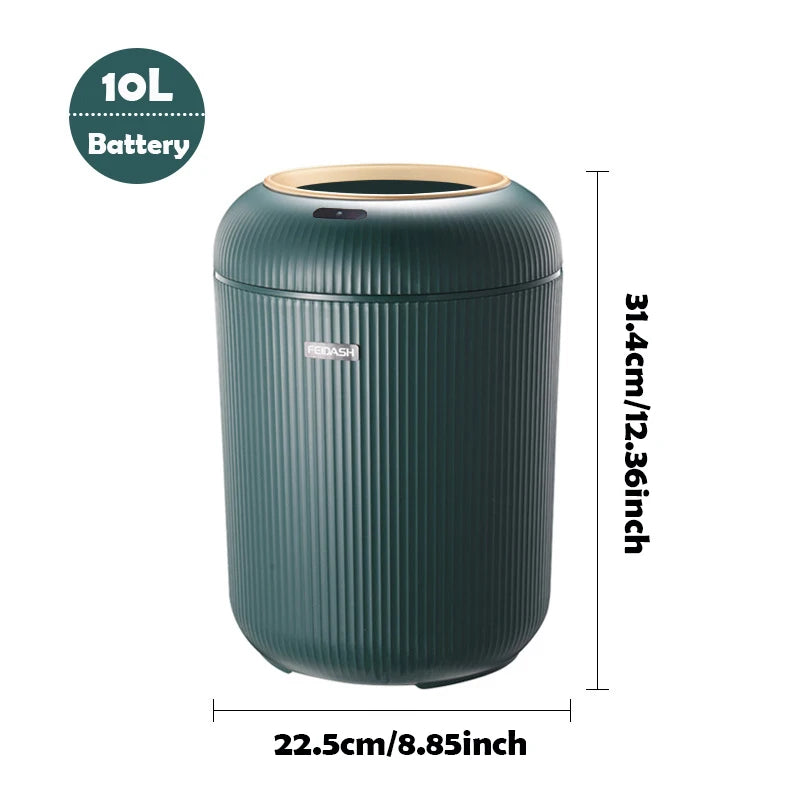Smart Sensor Trash Can with Wooden Tripod Base, Automatic Induction Dustbin , Waterproof Non-Contact Garbage Can with