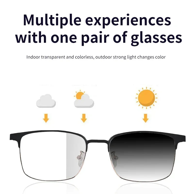 Sleek AI Smart Glasses Premium Metal Frame Gradient Color-changing Lenses Versatile Multi-function Wireless Bluetooth Headset