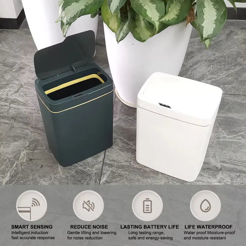 15L smart sensor trash can, automatic trash can electric trash can, waterproof smart trash can, kitchen, bedroom living room use