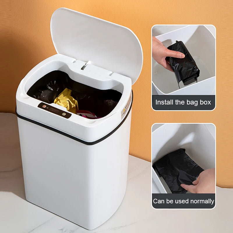Smart trash can for kitchen House Smart home Dustbin Wasdfgthykjulik;lstebasket Bathroom automatic sensor trash can garbage bin cleaning tools