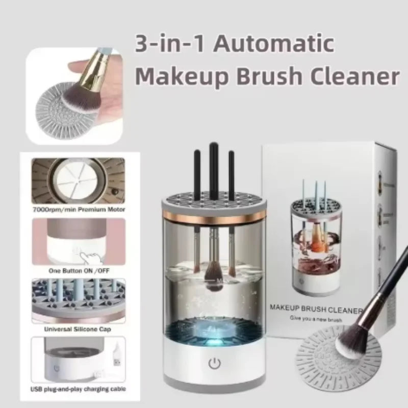 Smart Electric Makeup Brush Cleaner Powered by USB for Thorough Cleaning Simple to Use Washes And Dries Cosmetic Brushes