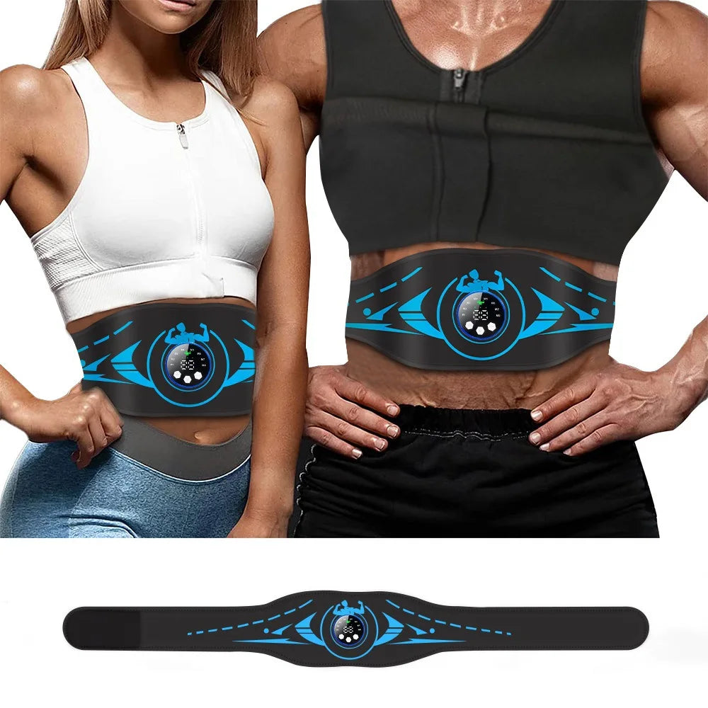 Smart EMS Abdominal Belt - Wireless Muscle Stimulator for Six-Pack Abs, Fitness Massager with Remote Control