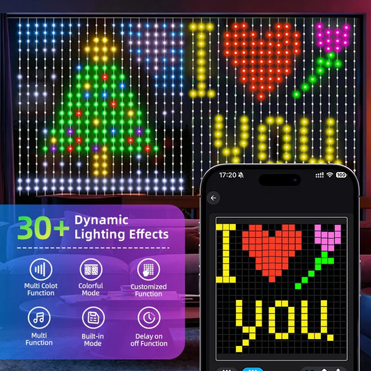 Smart 5V USB RGB Christmas Lights 400LED Outdoor Curtain Window Flashing Lighting for Home Xmas Holiday Party Decor