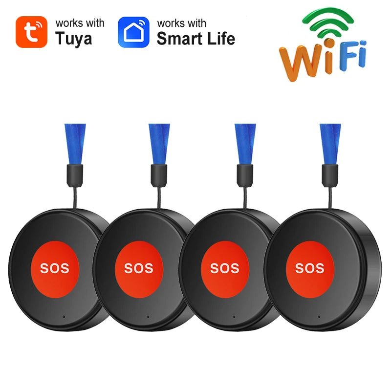 Smart Life APP WiFi SOS Emergency Button Tuya Home Security Elderly Children One Click Call Help Alarm Remote Notification
