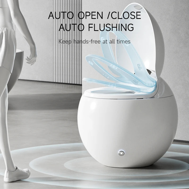 Smart Egg Toilet with Seat Heating Floor Mounted & Round Bowl Hot Sale for Elder Seniors and Disabled for Bathroom Bar
