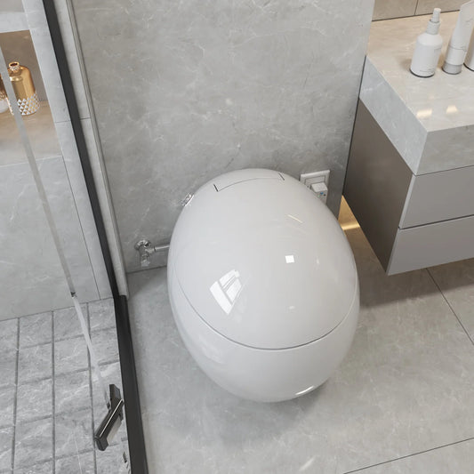 Smart Egg Toilet with Seat Heating Floor Mounted & Round Bowl Hot Sale for Elder Seniors and Disabled for Bathroom Bar
